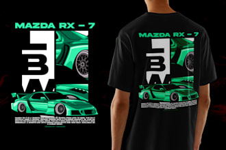 draw car illustrations for t shirt and merch designs