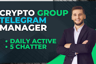 be your telegram community manager or admin with 15 chatter