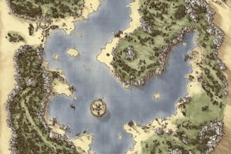 make fantasy map illustration for dnd, novels and games