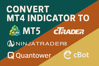 code mt4 indicat0r to mt5 using mql, ctrader, ninjatrader 8, quantower, cbot