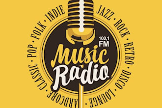 draw dj music, radio and entertainment logo design