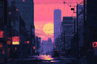 draw a cyberpunk futuristic city illustration