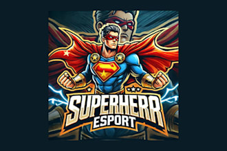 do high quality superhero esports mascot logo in illustrator