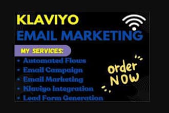 setup and manage klaviyo email marketing campaign, integration and automation