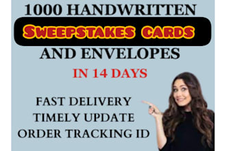 handwrite sweepstakes cards, letters and envelops