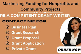 grant writing and submission, business plan, application, proposal and research
