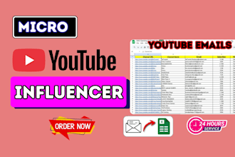 research targeted top and micro youtube influencer leads for your niche