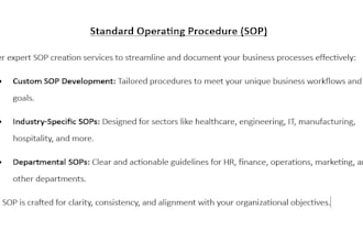 create sops and operational strategies to maximize efficiency
