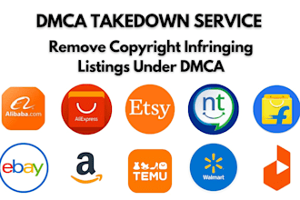 remove copyright and counterfeit listings from shopify,amazon,etsy,ebay,walmart