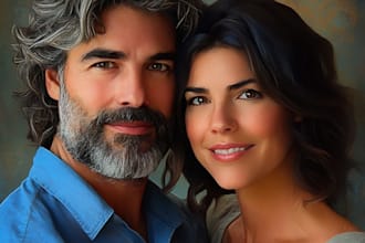 paint realistic digital oil paint family portrait