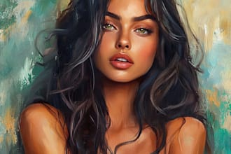 create custom digital portrait in oil painting style gift