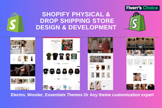 create shopify dropshipping store, electro, wonder, essentials themes