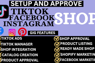 setup tiktok shop facebook pinterest instagram shop do shopify marketing run ads