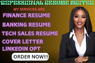 write a sales, banking, finance, marketing resume, cover letter and linkedin