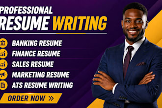 write professional banking, finance sales and marketing resume with cover letter
