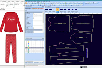 make digital sewing pattern, grading, dxf for any garments in PDF or tech pack