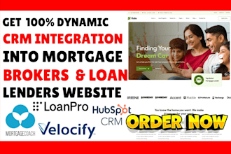 integrate hubspot velocify loanpro crm into mortgage website property listing