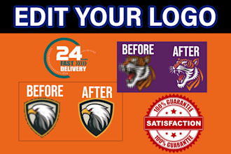 edit, recolor, change font, vectorize, make logo transparent