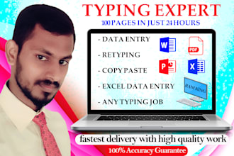 provide fast typing services, retype scanned pages and pdfs to word