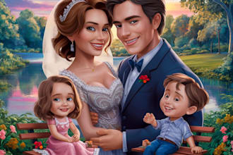 create a romantic family couple portrait