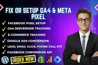 fix or set meta pixel, ga4 ecommerce tracking, ga4 server side tracking by GTM