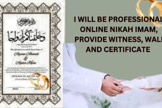 conduct online nikah, with witnesses, and provide nikah certificate