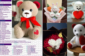 create valentine amigurumi crochet pattern design for etsy
