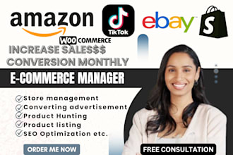 ecommerce store manager on shopify amazon dropshipping etsy product ebay listing