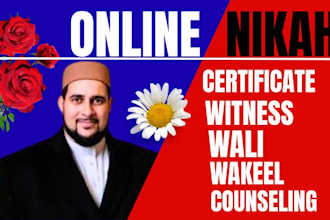 conduct urgent online nikah provide you witnesses, certificate, wali and wakeel