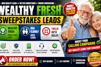 wealthy fresh sweepstak leads, usa elderly aged leads, twilio auto dailer
