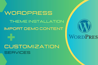 do wordpress theme installation, import demo content, upload content, add plugin