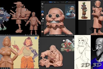 convert 2d to 3d character model 2d to 3d model zbrush sculpting and 3d printing