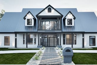 remodel residential facade exterior design,render rooftop,courtyard,garden revit