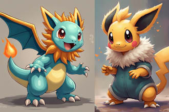 design pokemon logo for pokemon draft league, team, icon fakemon caricature art