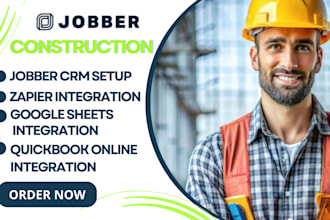 setup jobber crm construction, integrate zapier, quickbook online, google sheets