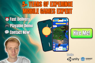 develop your 2d or 3d mobile game using unity or godot
