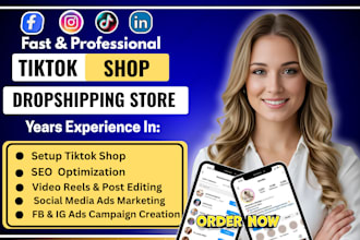 setup, manage tiktok dropshipping shop, tiktok shop, tiktok ads, usa tiktok ads