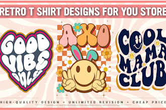 do retro amazing 70s wavy cute typogaphy t shirt design for etsy