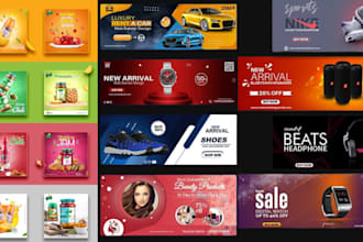 create website banner social media post web slider shopify youtube banner design