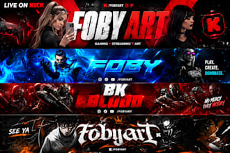 design a stunning youtube or kick gaming banner