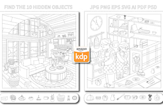 design unique hidden object art for games, books