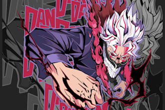 design anime illustration for tshirt and merchandise