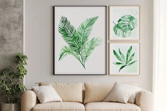 design abstract printable tropical palm leaf wall art