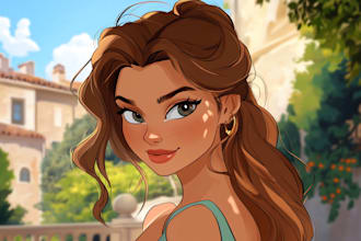 draw disney cartoon style couple,family,pet cartoon portrait