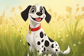 draw cartoon pet portrait in disney style illustration