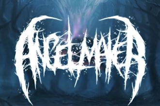 design a slamming death metal logo font with chrome