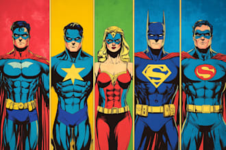 draw you into superhero comic cartoon character