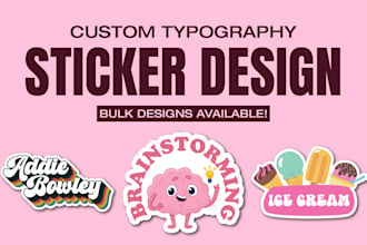 custom typography stickers design