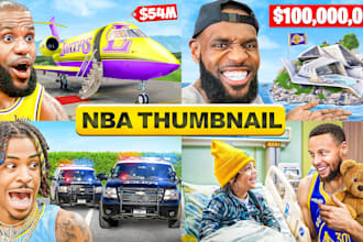 design eye cathing high CTR youtube thumbnail for nba, basketball and sports