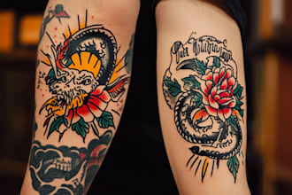 create any design in traditional tattoo or old school style